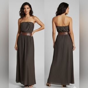 DRESS THE POPULATION METALLIC GOLD LEATHER WAIST TUBE DRESS SIZE SMALL